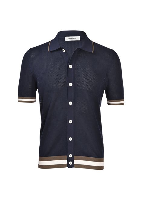 Polo Gran sasso uomo 5718020612 Blu camicia fresh cotton bottoni traforato Gran sasso | Polo | 5718020612598